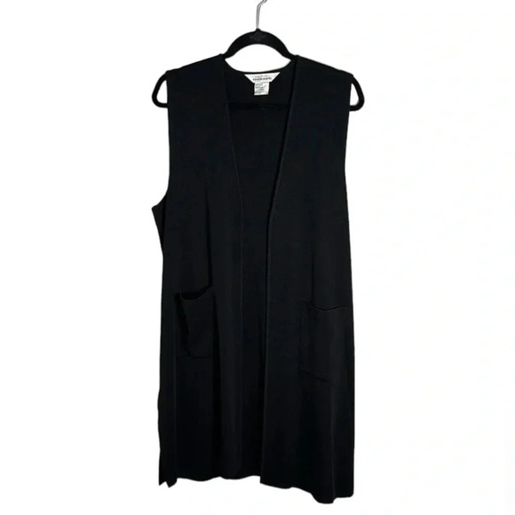 Vintage Exclusively Misook Long Line Vest Black Size Large - Picture 1 of 6